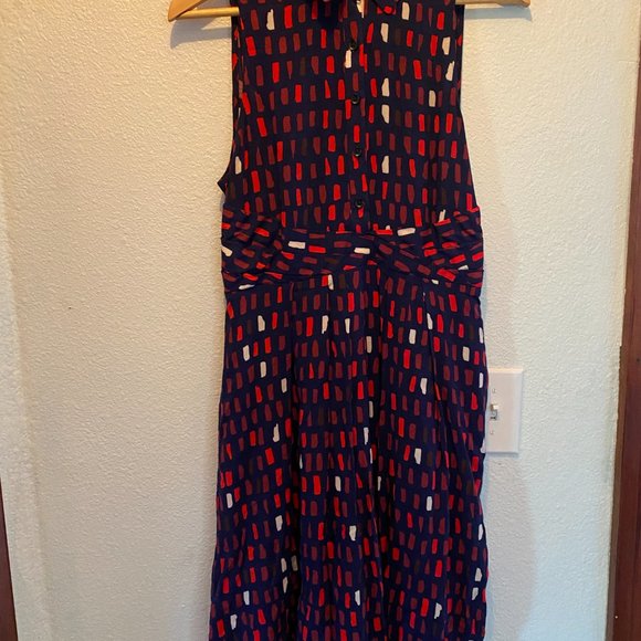 11.1 Tylho Anthropologie Women's Brynn Shirt Dress Size M Geometric Blue/Red/ - Picture 2 of 5